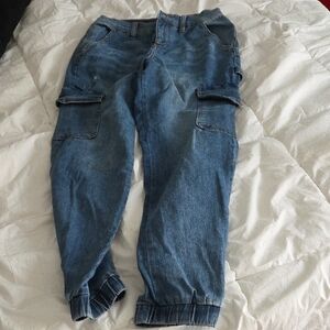 Soho Blue Women's Ankle Cargo Jeans